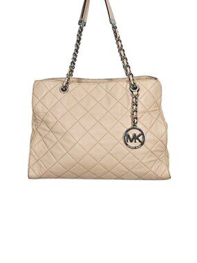 Michael Kors Susannah Quilted Leather tote Chain Shoulder Bag COA Blush Pink